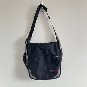 JanSport Black & Gray Techwear Laptop Crossbody Messenger Bag Y2K Grunge Skater